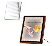 Espejo de luz personalizado con fase lunar de The Night You Became My Daddy, luz nocturna LED personalizada con nombres y fecha de nacimiento, decoración de escritorio, regalos adecuados para papá