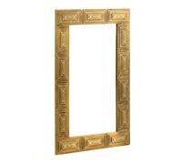 Espejo de madera maciza de mango con tapa de metal dorado 110 cm