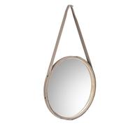 Espejo de madera y cuerda de polipiel marrón, d39x2,5h cm