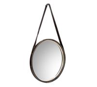 Espejo de madera y cuerda de polipiel marrón, d41x2,5h cm