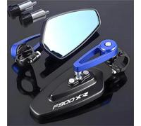 Espejo De Manillar Moto Espejo Retrovisor Izquierdo Y Derecho para Motocicleta para F900R, Giratorio 360°, con Reflector En El Extremo del Manillar.(Azul 2)