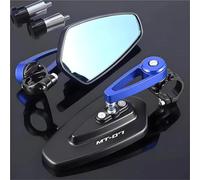 Espejo De Manillar Moto Espejo Retrovisor Lateral para Motocicleta para Yamaha MT07, Giratorio 360°, para Manillar, con Extensión De Campo De Visión.(Azul)