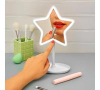 Espejo de maquillaje blanco con estrella LED