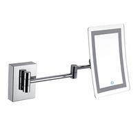 Espejo de maquillaje con atenuación táctil con luces y aumento de 3X, espejo de tocador de baño montado en la pared LED cromado cuadrado, espejo de afeitar extensible ajustable, enchufar ( Color : Plu