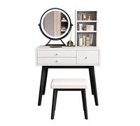 Espejo de Maquillaje con Lámparas y Juego de Mesa de Maquillaje Conjunto de Mesa de Maquillaje Moderno Minimalista Mesa de Almacenamiento Cosmético Dormitorio Pequeño Apartamento Tocador Adolescente