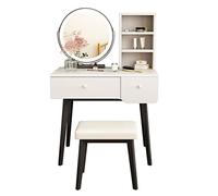 Espejo de Maquillaje con Lámparas y Juego de Mesa de Maquillaje Mesa de Maquillaje Moderna Minimalista Mesa de Vanidad Dormitorio Pequeño Apartamento Tocador de Almacenamiento Cosmético Adolescente
