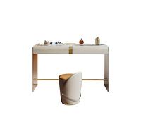 Espejo de maquillaje con luces y mesa juego de pizarra superior acrílico transparente tocador dos cajones con forro polar, pantalla táctil espejo de maquillaje de tres velocidades dimming adolescencia