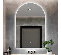 Espejo de maquillaje con retroiluminación LED, espejo arqueado de baño con interruptor táctil, regulable, 3 colores, 40 x 70 cm, perfecto para uso cosmético y aseo Vani