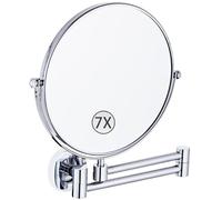 Espejo de maquillaje cromado de 8 pulgadas, doble cara, aumento 5X, giratorio de 360°, extensible, espejo de tocador de baño para un aseo perfecto