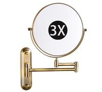 Espejo de maquillaje de bronce de doble cara montado en la pared con aumento 7X ajustable de 6 pulgadas para baño, perfecto para una aplicación de maquillaje impecable
