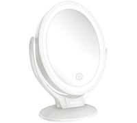 Espejo de Maquillaje de Doble Cara con Luces LED, Espejo Maquillaje de Aumento 1x/7x con Rotación de 360°, Pantalla Táctil Ajustable de Brillo, Recargable, Espejo iluminador Portátil para Viajes …
