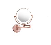Espejo de maquillaje de doble cara de 360° montado en la pared con luz LED, espejo de baño extensible para un aseo perfecto