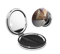 Espejo de maquillaje de viaje para bolsos de doble cara 1X/2X, de piel sintética, pequeños espejos de bolsillo de mano, centro histórico de Polonia, mini espejo cosmético compacto para mujer