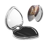 Espejo de maquillaje de viaje para bolsos de doble cara con aumento 1X/2X de cuero PU Pequeños espejos de bolsillo para las manos Centro histórico de Polonia Mini espejo cosmético compacto espejo