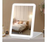 Espejo de Maquillaje de Viaje Recargable con 72 Luces LED, Espejo de Maquillaje portátil Iluminado, iluminación de 3 Colores, Regulable, Espejo cosmético Plegable de sobremesa con Luces