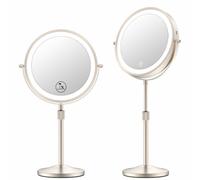 Espejo de maquillaje iluminado de 7 pulgadas con luces y aumento 1X 7X, níquel cepillado