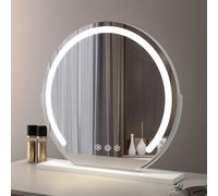 Espejo de maquillaje LED con 3 modos de control táctil ajustable de 360°, espejo de tocador iluminado HD, disponible en 42 x 38 cm, 52 x 48 cm, 62 x 58 cm (color: blanco)