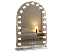 Espejo de maquillaje LED con lámpara, espejo giratorio grande de escritorio para dormitorio