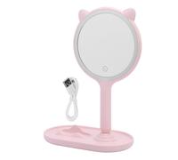 Espejo de Maquillaje LED con Luces de Doble Cara 1X 5X Espejo de Maquillaje con Aumento USB Recargable 3 Colores Temperatura Brillo Ajustable Viaje baño Rosa