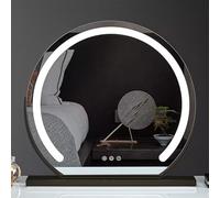 Espejo de maquillaje LED con pantalla táctil regulable, espejo de tocador recargable para dormitorio, tocador y viajes, brillo ajustable, perfecto para una aplicación de maquillaje impecable