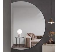 Espejo de maquillaje LED de medio círculo regulable para baño con retroiluminación antivaho, reflejo HD, diseño inastillable, corte izquierdo/derecho, 39 x 28 pulgadas, espejo de tocador para un