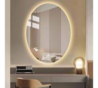 Espejo de maquillaje LED inteligente regulable - Función de desempañamiento inastillable, espejo de baño montado en la pared para una aplicación de maquillaje impecable