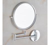 Espejo de maquillaje montado en la pared de 8 pulgadas con aumento 1X/3X, espejo de tocador de doble cara giratorio de 360°, espejo cosmético de afeitar de aluminio plegable para baño,Bright silver