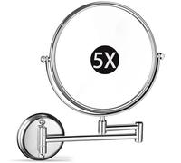 Espejo de maquillaje montado en la pared, espejo cromado de doble cara con aumento 3X con brazo giratorio de 360°, espejo de tocador de baño extensible de 8 pulgadas para una aplicación perfecta de