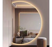 Espejo de maquillaje montado en la pared semicírculo 130 cm Anti-fog iluminado Modern Smart Bathom Mirror 3 Color Reackliting iluminado para la decoración del hogar de las entradas (derecha, 39