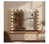 Espejo de maquillaje norlina con bluetooth metal negro 14x80x62 cm