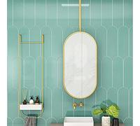 Espejo de Maquillaje Ovalado para Colgar en el Techo, con Brazo articulado | Marco de Metal elíptico Dorado, Espejos de Pared flotantes Grandes para baño, Dormitorio y Pasillo (tamaño: 40 x