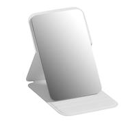 Espejo de maquillaje plegable: vidrio de alta definición sin marco, cubierta de cuero de PU, mini espejo de tocador | Suministros de tocador de escritorio para dormitorio, escritorio para dormit