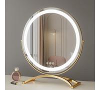 Espejo de maquillaje redondo LED de 30 cm, 40 cm, 50 cm, giratorio de 360°, con pantalla táctil, 3 modos de color y ajuste de brillo, perfecto para tocador