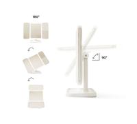 InnovaGoods® Espejo Maquillaje con Luz, tocador LED Triple con Aumento 1X/2X/3X, Recargable, Rotación Ajustable 180°, Inclinación Regulable 90°, Incluye Mini Accesorio (x10)