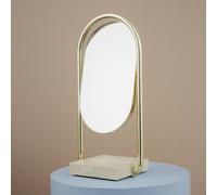 Espejo de mesa AYTM Angui, dorado, altura 35 cm, cristal, mármol