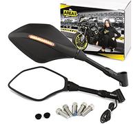 Espejo de motocicleta con LED, incluye intermitente, certificado E, 2 x M10 rosca derecha + 1 x M10 izquierda + 2 x M8 derecha (LED)