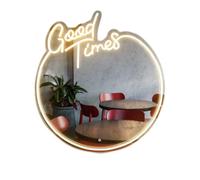 Espejo de neón personalizado, letrero de luz de espejo Good Times para dormitorio, baño, decoración de pared, espejo alimentado por LED con intensidad regulable para fiestas, cumpleaños, día de San