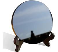 Espejo de obsidiana negra natural con soporte, cristales curativos, decoración de brujería con estante para adivinación y meditación, 7.87 pulgadas