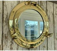 Espejo de ojo de buey de latón antiguo náutico | Barco marítimo ventana y espejo de pared, ojo de buey | Regalo de decoración del hogar (24 pulgadas)