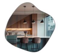 Espejo de Pared 48,3x47,9 cm Sin Marco para Baño Dormitorio Entrada Salón Minimalista Único Forma Orgánico Irregular Decorativos Estilo Industrial Forma de Onda Moderno