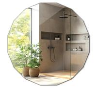 Espejo de Pared 60x60 cm para Baño Dormitorio, Sala, Pasillo Geométrico Elegante Diseño Sin Marco de Borde Biselado Forma Única para la Oficina y el Hogar Decorativo Moderno