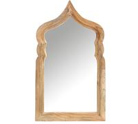 Espejo de Pared Aastha de Madera, Oriental, asimétrico, marrón, 90 cm | Aastha une una superficie de espejo asimétrica a un marco de madera marrón hecho a mano, como decoración rústica de pared.