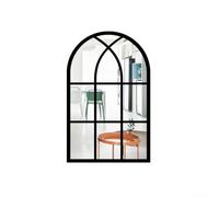 Espejo de pared acrílico de madera creativa que imita una ventana para mejorar y decorar el hogar artístico (negro)