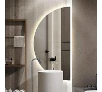 Espejo de Pared antivaho, Espejo de baño Regulable de 3 Colores, Espejos de Dormitorio en Forma de Media Luna, Espejos de tocador de Vidrio Templado, retroiluminados sin Marco (Corte Derecho