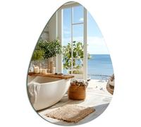 Espejo de pared autoadhesivo con forma de lágrima, 40 x 30 cm, sin marco | Espejo decorativo de alta definición para baños de invitados, salas de estar, dormitorios y proyectos de bricolaje