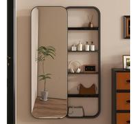 Espejo de Pared con Almacenamiento Oculto, 120x30 cm Armario Rectangular ocultable con Puertas correderas espejadas, Estructura de Hierro, Ahorra Espacio, para salón, Dormitorio, recibidor
