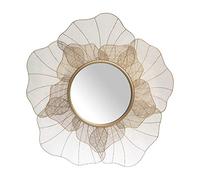 Espejo de Pared con Forma de Flor en Metal Dorado 69x4,5cm