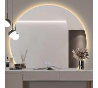 Espejo de Pared con iluminación LED, Espejo de tocador semicircular sin Marco con Recorte hacia Abajo de 50 cm/19,7 Pulgadas | Interruptor táctil antivaho y Regulable, Espejo de Maquillaje g