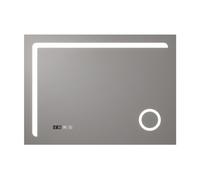 Espejo de pared con led chambave para baño ip65 antivaho reloj lupa 3x aluminio 70 x 100 x 3 cm - plateado [pro.tec]