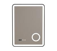 Espejo de pared con led pescara para baño ip65 con antivaho y lupa aluminio 80 x 60 x 4 cm - negro [pro.tec]